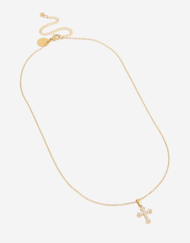 Lovisa - Waterproof Gold Plated Stainless Steel Mini Cross Short Necklace