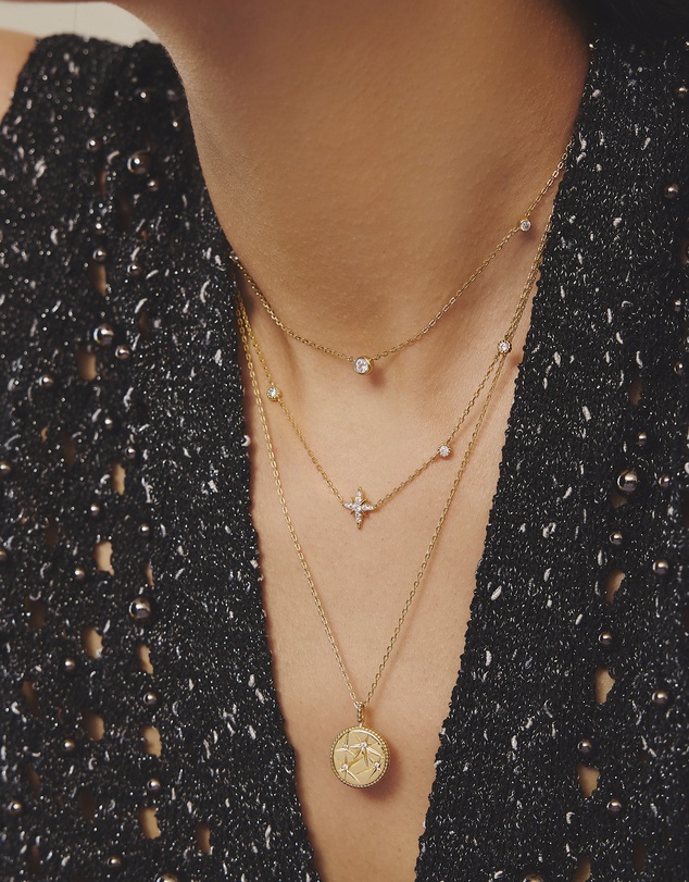 Ania Haie - Ania Haie Gold Eight-Pointed Star Cubic Zirconia Station Necklace