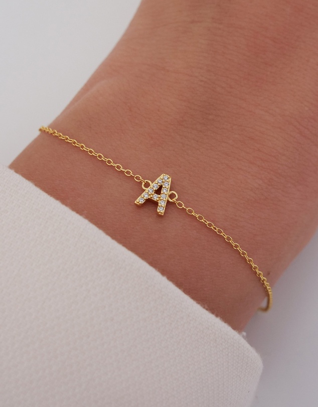 The Silver Collective - A-Z Letter Bracelet Gold - A
