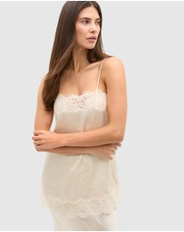 Seed Heritage - Crinkled Satin Lace Square Neck Cami