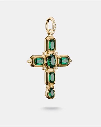 THOMAS SABO - THOMAS SABO Cross Pendant with Green Zirconia Stones