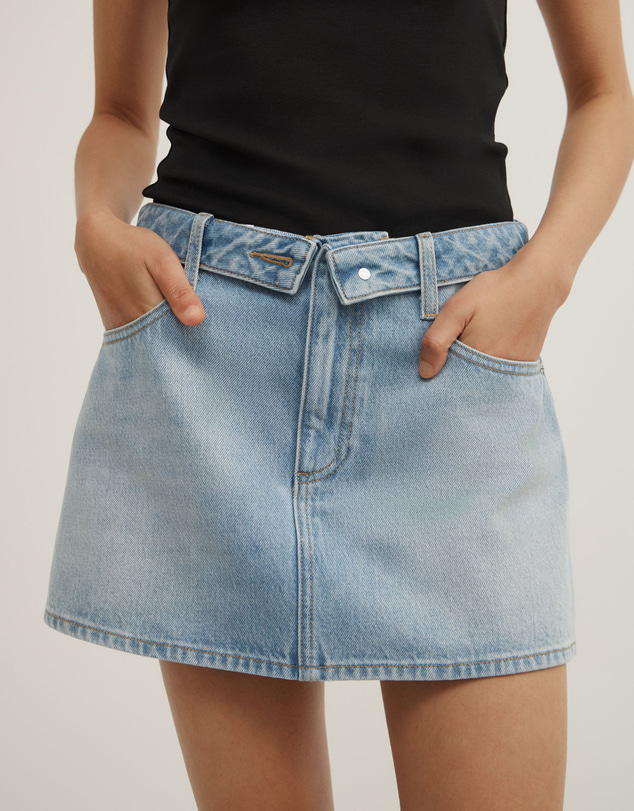 Witchery - Fold Waist Denim Mini Skirt