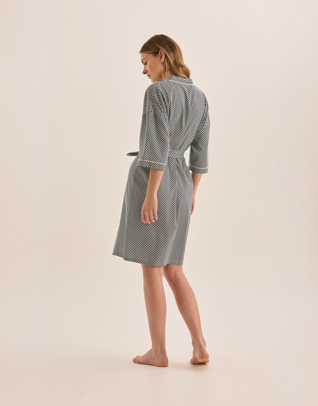 Gingerlilly - Indigo Navy Diamond Cotton Robe