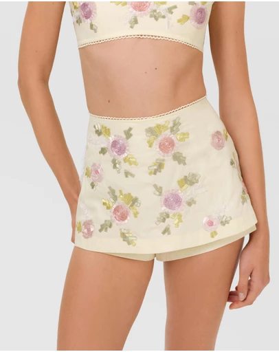 For Love & Lemons - Ribbon Flowers Skort
