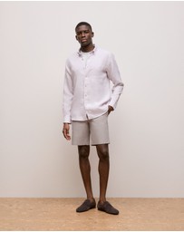 Trenery - Regular Fit Linen End On End Shirt in Orchid