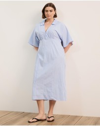 Atmos&Here Curvy - Isobel Cotton Poplin Stripe Shirt Midi Dress