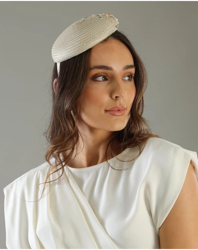Morgan & Taylor - Zora Beret Fascinator in Beige