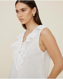 The Fated - Alexis Tie Front Ruffle Top