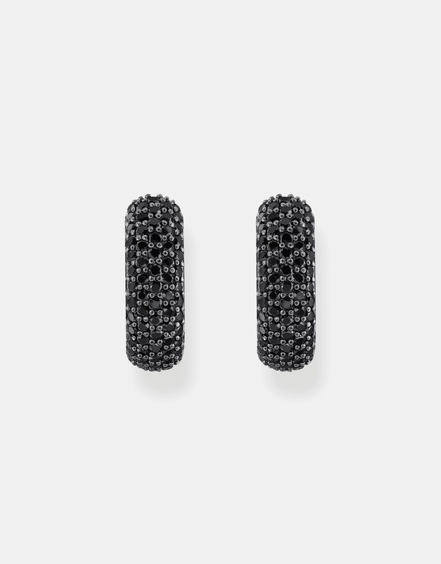 THOMAS SABO - Small, wide hoop earrings with black zirconia