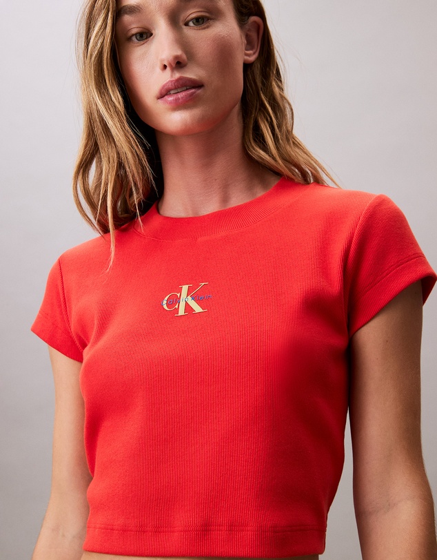 Calvin Klein Jeans - Monogram Logo Ribbed Baby Tee