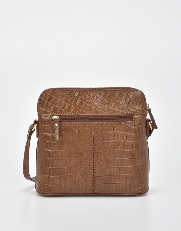 Cobb & Co - Kingsley Croc Leather RFID Safe Crossbody