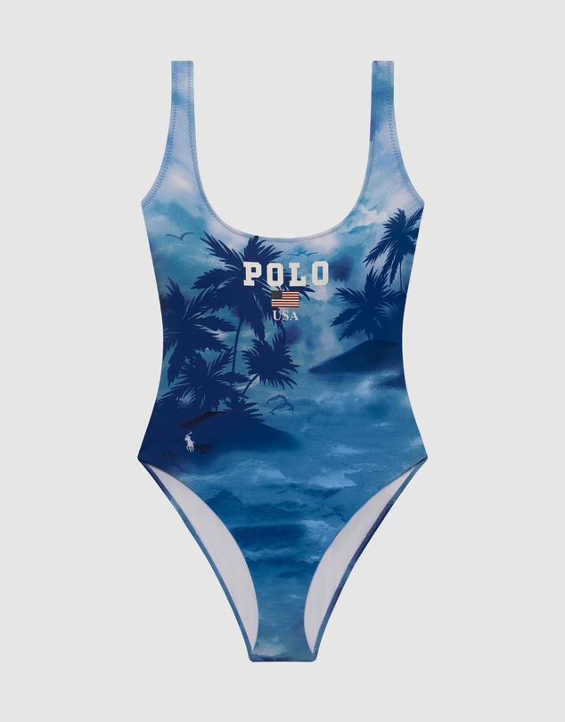 Polo Ralph Lauren - Printed Polo USA Scoop Neck Tank Swimsuit