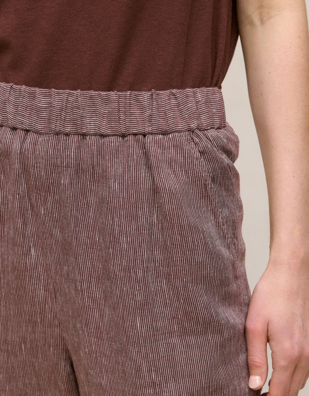 Trenery - Linen End On End Stripe Relaxed Pant in Espresso