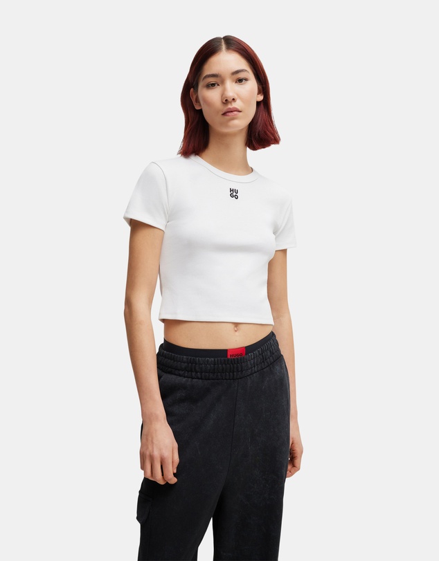 HUGO - Cotton Cropped Slim-Fit Logo T-shirt