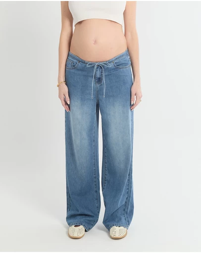 Soon Maternity - Draped Drawstring Jeans