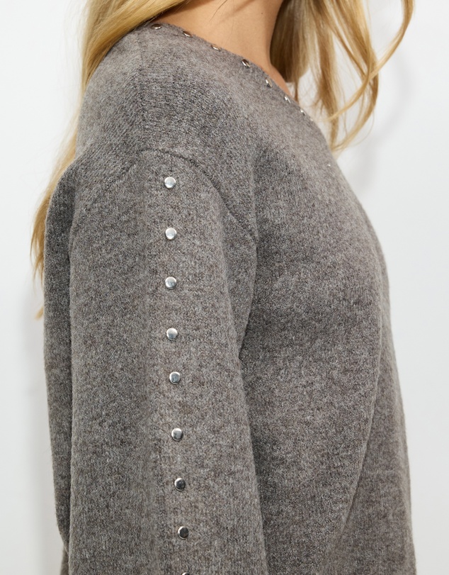 Dazie - Addison Studded Off Shoulder Knit Jumper