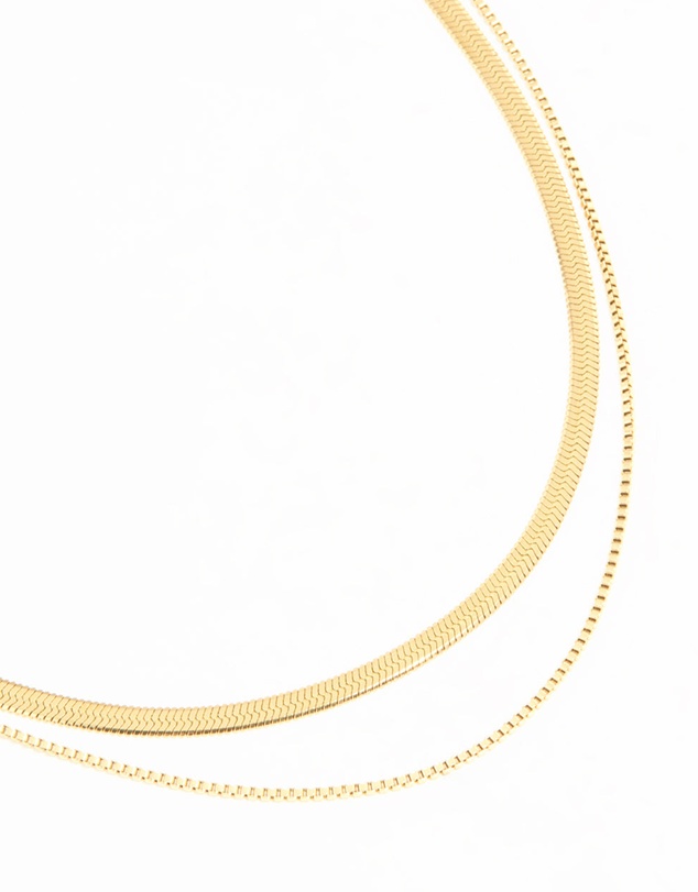 Lovisa - Waterproof Gold Plated Stainless Steel Snake Chain Fine Layered Necklace