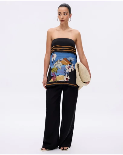 Minima Esenciales - Moonlit Palms Strapless Top