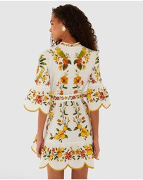 Farm Rio - Lemon Bouquet Off-White Mini Dress