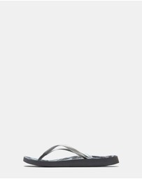 Vionic - Noosa Print Toe Post Sandal - Black Silver Cheetah