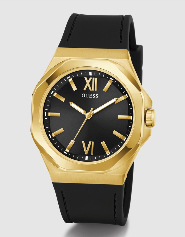 GUESS - Guess Men's Black Gold Tone 41.5mm Analogue Watch