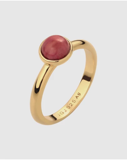 Elli Jewelry - Ring Agate 925 Sterling Silver Gold-Plated