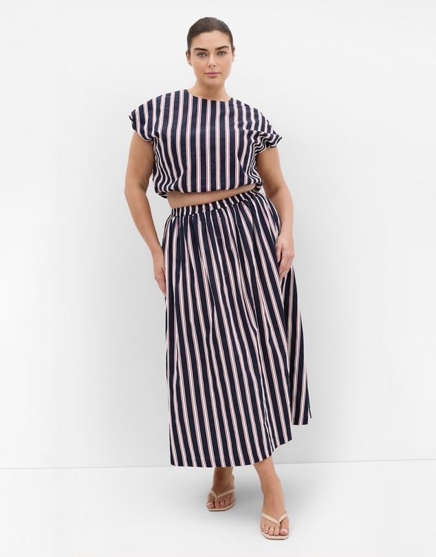City Chic - Holiday Sarina Stripe Cotton Skirt