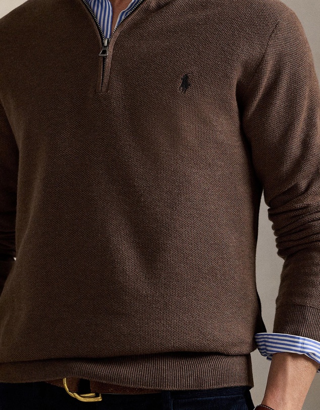 Polo Ralph Lauren - Mesh-Knit Cotton Quarter-Zip Sweater