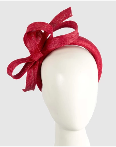 Max Alexander - Red Sinamay Bow Racing Fascinator Headband