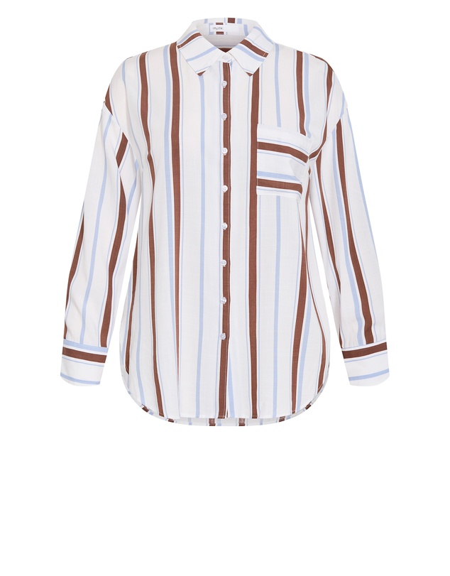 City Chic - Plus size Haven Stripe Shirt - ivory