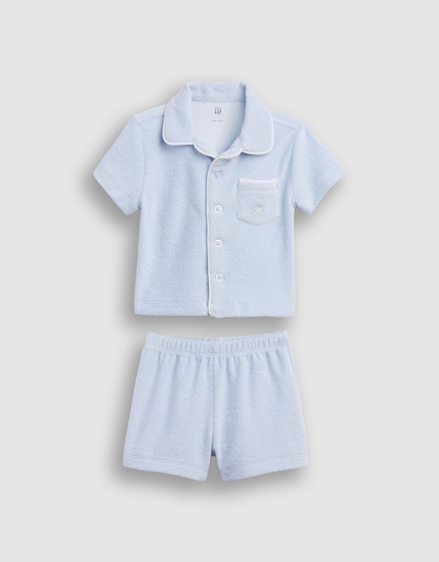 GAP - SS Terry Button Down Shorts Set - Babies