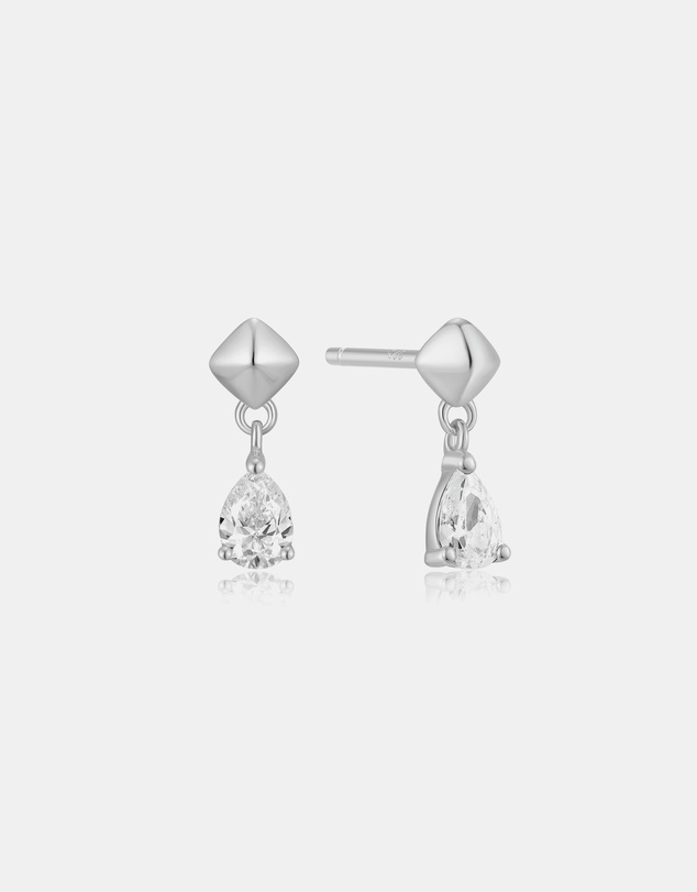 Ania Haie - Ania Haie Silver Pyramid Dangle Threaded Stud Earrings