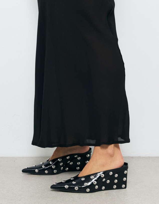 AERE - Studded Leather Wedge Pumps