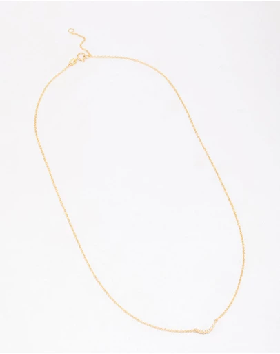 Lovisa - Gold Plated Sterling Silver Curved Cubic Zirconia Pendant Necklace