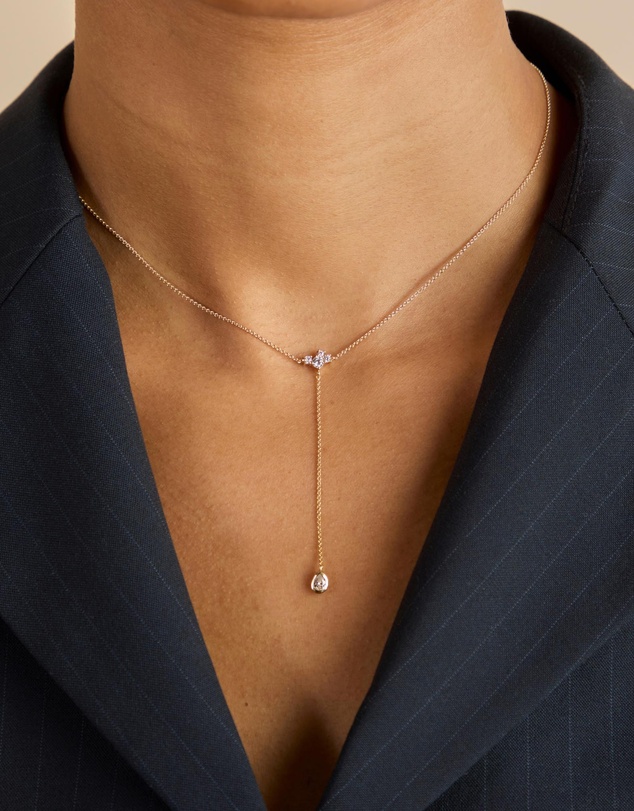 Astrid & Miyu - Pear Bezel Cluster Lariat