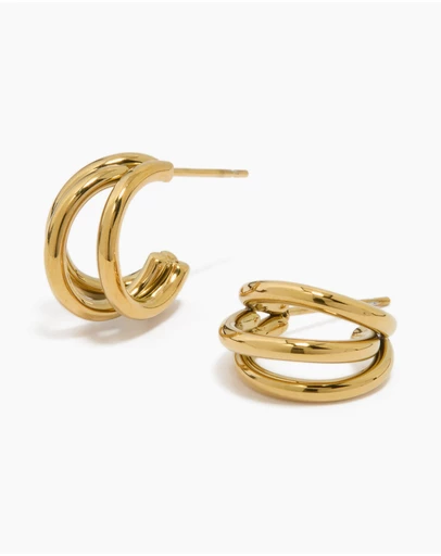 Lovisa - Waterproof Gold Plated Stainless Steel Double Row Hoop Earrings