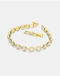 Swarovski - Una Angelic Tennis bracelet, Round cut, Pavé, Medium, White, Gold-tone plated