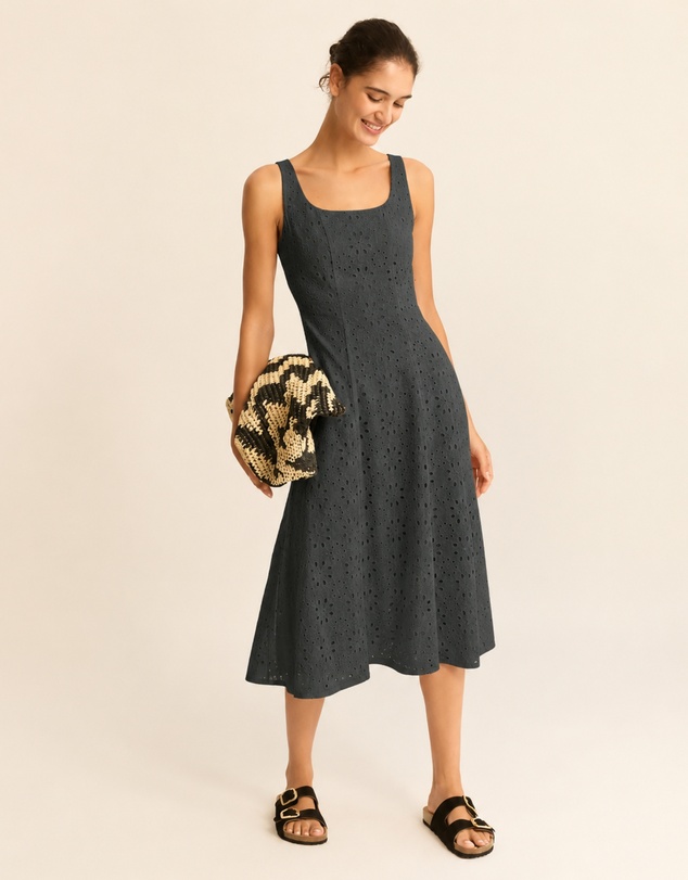 Emme | Max Mara Group - Dark Green Broderie Cotton Dress