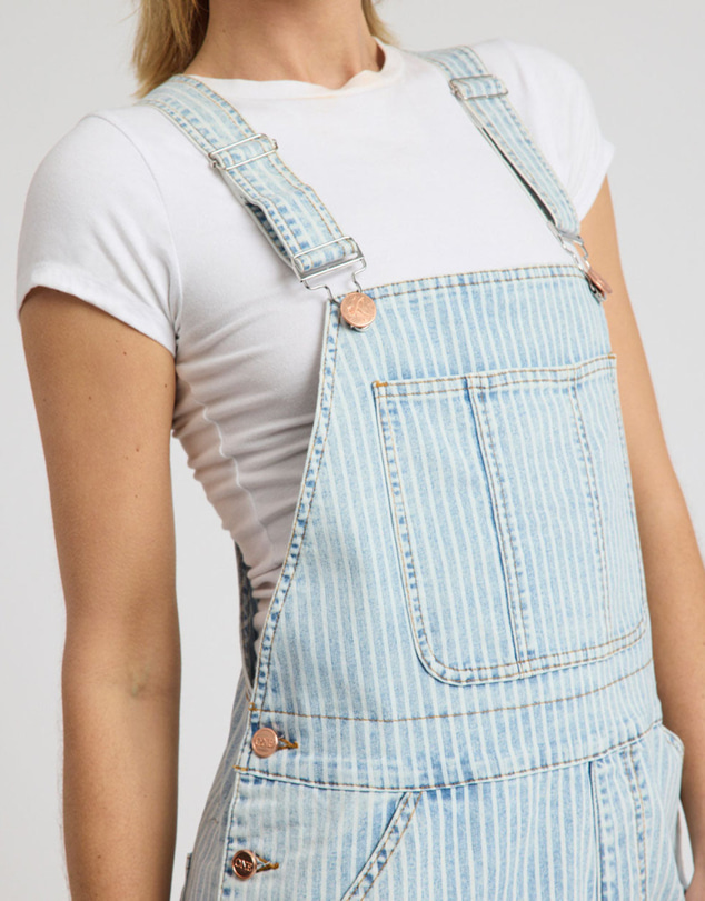 ONE TEASPOON - Painters Classic Long Length Denim Overalls - Summer Stripe