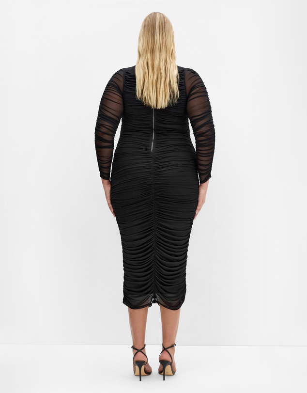 City Chic - Plus size Halo Long Sleeve Midi Dress - black