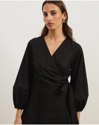 Atmos&Here - Lisa Linen Blend Wrap Mini Dress
