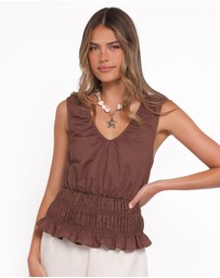 Petal & Pup - Lucilla Shirred Waist Top - Chocolate