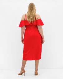 City Chic - Flirtation Drape Midi Dress