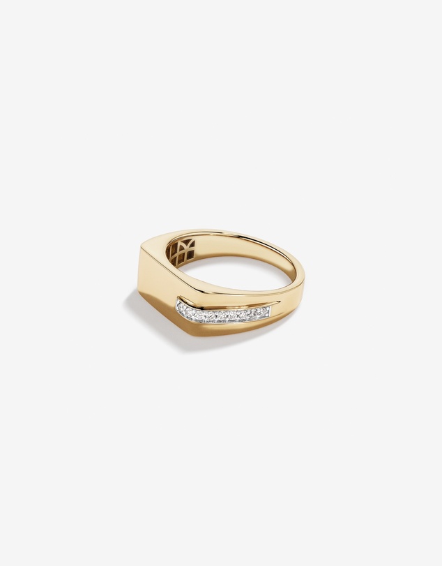 Michael Hill - Diamond Accent Men's Signet Ring in 10kt Yellow and White Gold