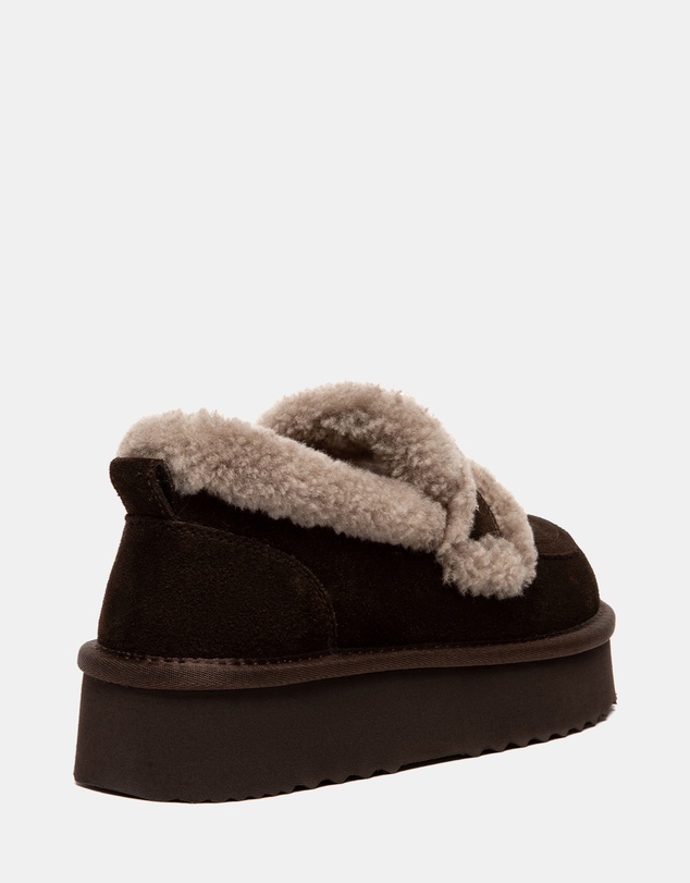 EVERAU - Australian Shepherd Ugg Rilee Platform Loafer Cow Suede Upper House Shoes