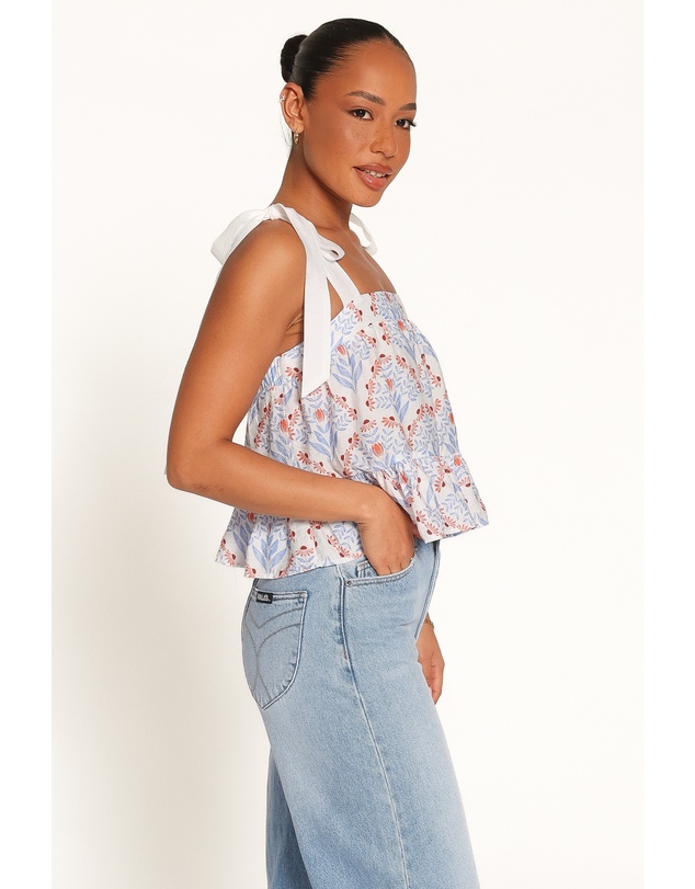 Petal & Pup - Aver Flounce Top - White Blue