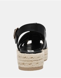 Steve Madden - Marlin Black Leather Sandals