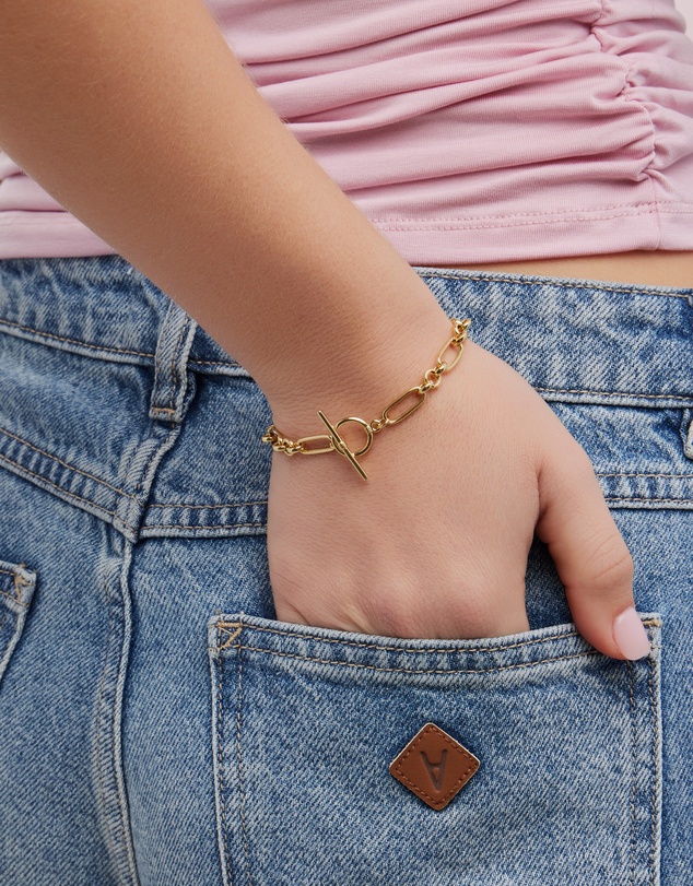 Zoe Olivia - 14K Gold Vermeil Alternate Link T-Bar Bracelet
