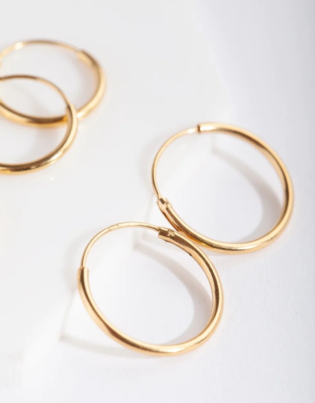 Lovisa - Gold Plated Sterling Silver Classic Hoop Earring Pack