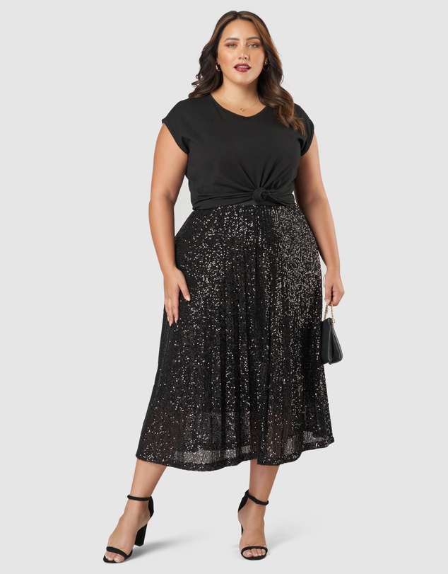 Pink Dusk by Curve Project - Sure Thing Sequin Skirt